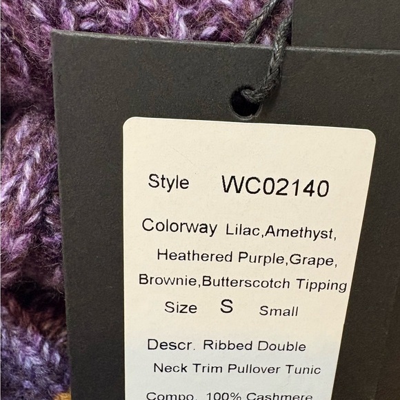 NAADAM Purple and Gold Cashmere Cowl Neck Sweater - Picture 7 of 7